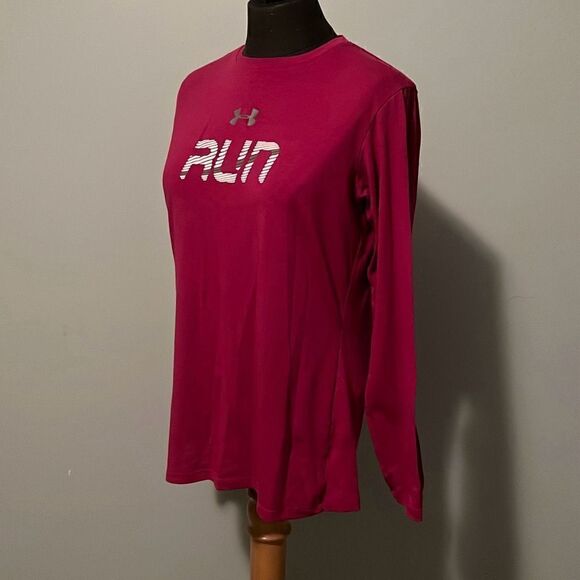 Under Armour Heatgear Women's Magenta Run Graphic Long Sleeve T-Shirt Top - Picture 3 of 6